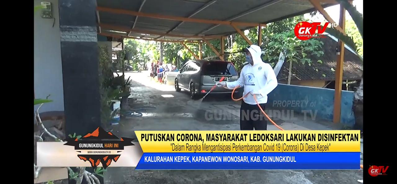 PUTUSKAN CORONA, MASYARAKAT LEDOKSARI KEPEK WONOSARI LAKUKAN DISINFEKTAN